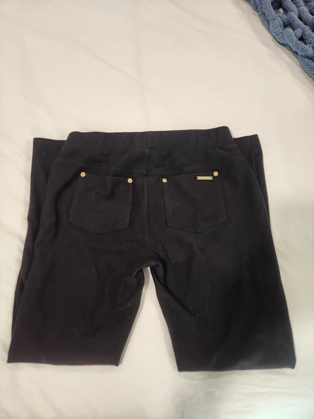 Michael Kors Black Skinny Ponte Pants with Gold Accents